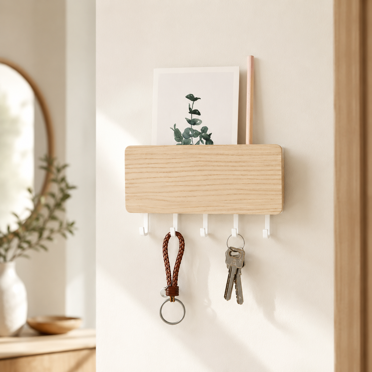 Wall-Mounted Key Holder & Entryway Organizer