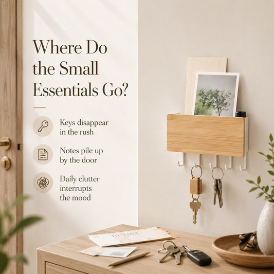 Wall mounted key organizer for entryway storage