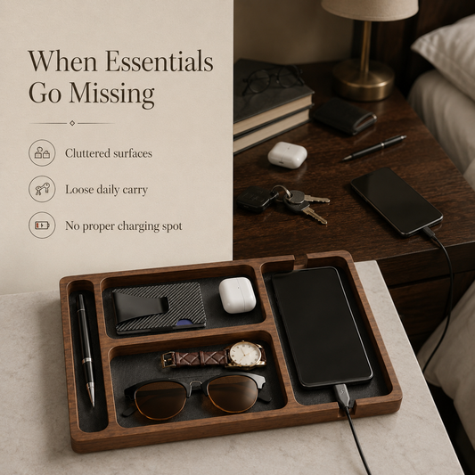 Daily Reset Wooden Desk Organizer Tray