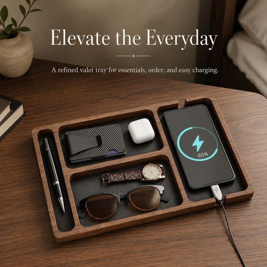 Daily Reset Wooden Desk Organizer Tray