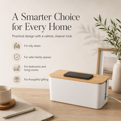 Sora Bamboo Cable Management Box