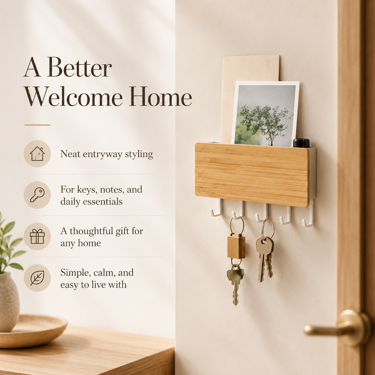 Arlo wall organizer displayed in home entryway