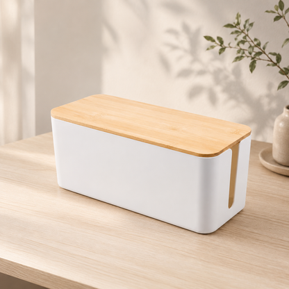 Sora Bamboo Cable Management Box