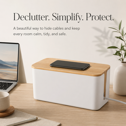 Sora Bamboo Cable Management Box
