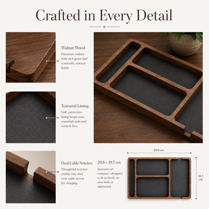Daily Reset Wooden Desk Organizer Tray