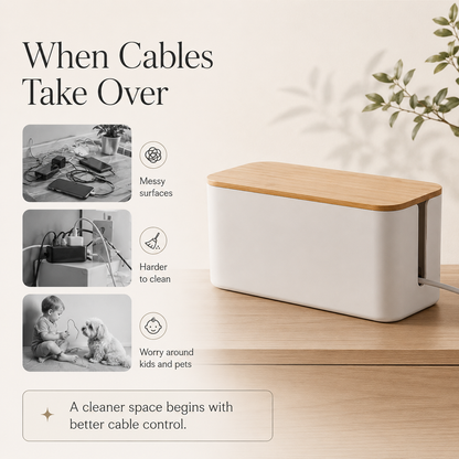 Sora Bamboo Cable Management Box