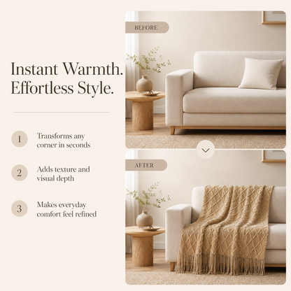 HearthWeave Tassel Throw Blanket