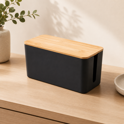 Sora Bamboo Cable Management Box