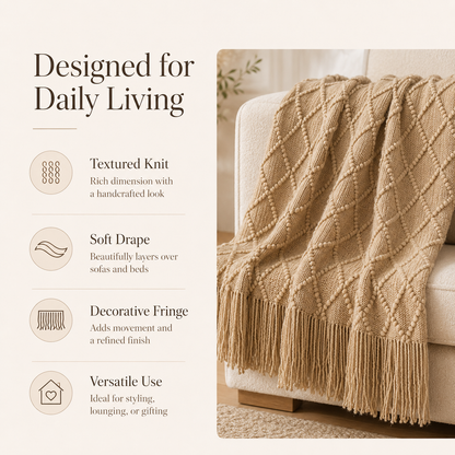 HearthWeave Tassel Throw Blanket
