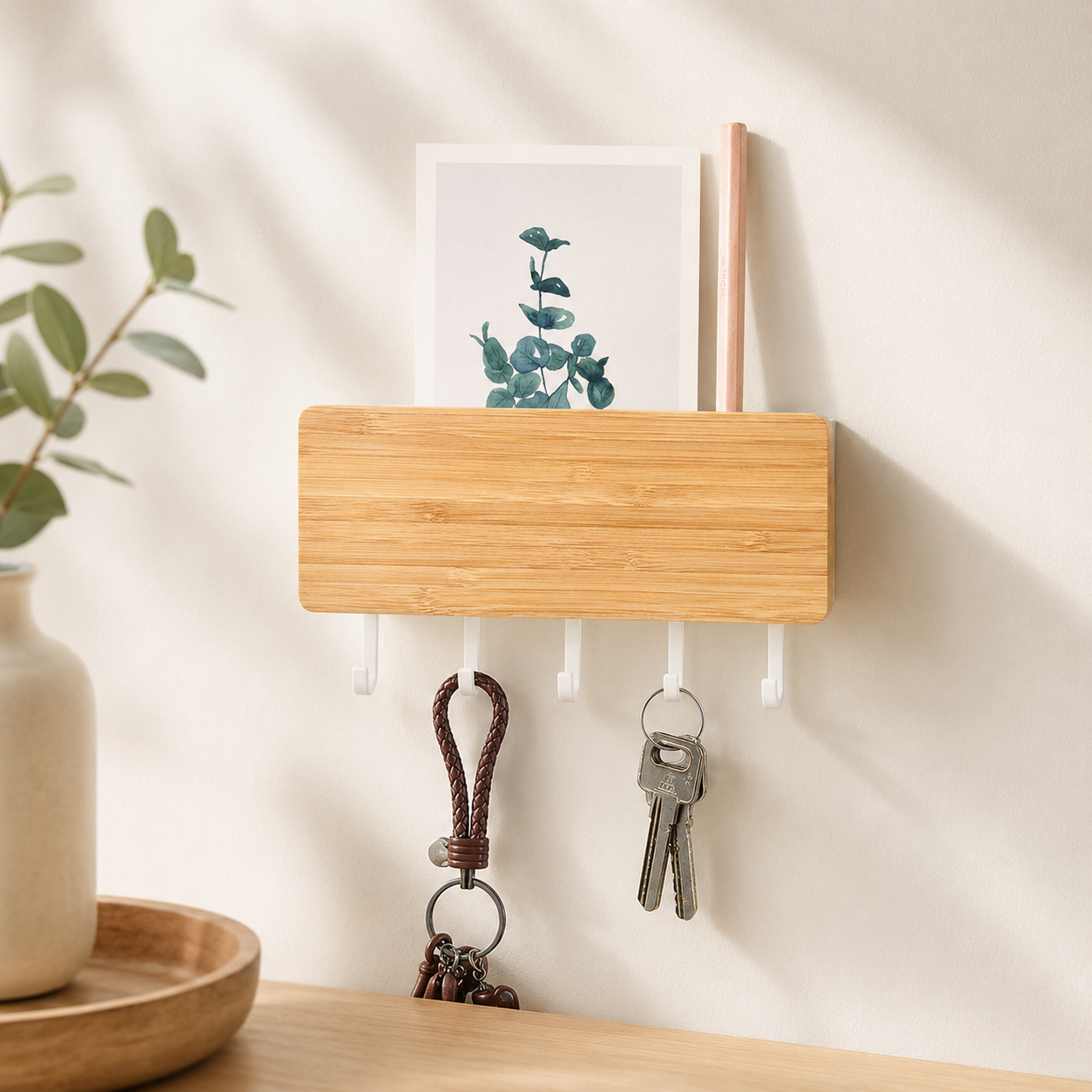 Wall-Mounted Key Holder & Entryway Organizer