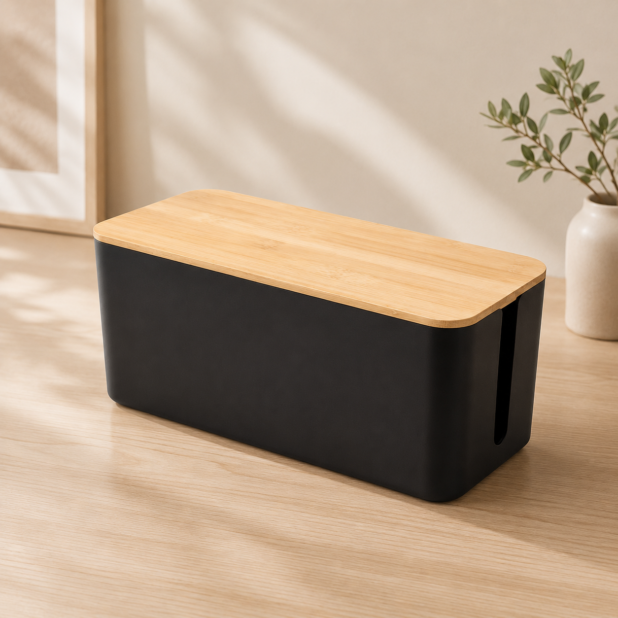 Sora Bamboo Cable Management Box