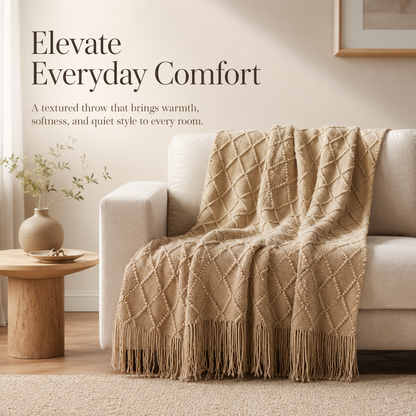 HearthWeave Tassel Throw Blanket