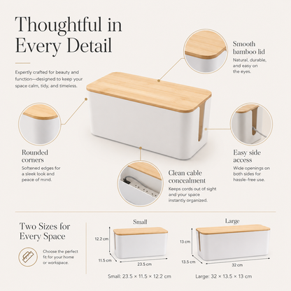 Sora Bamboo Cable Management Box