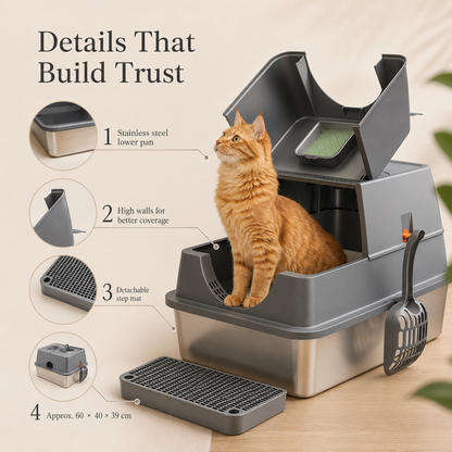 PurrVault Enclosed Cat Litter Box