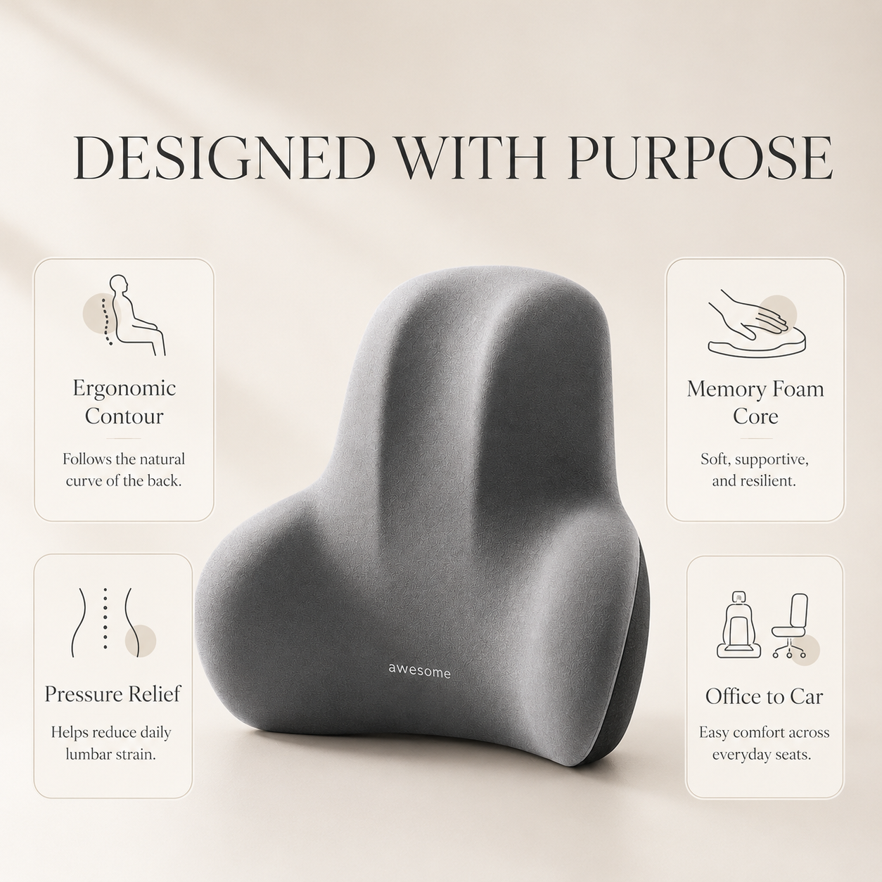 Memory Foam Lumbar Support Cushion